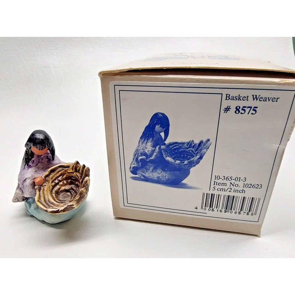 Goebel De Grazia BASKET WEAVER Village Miniature #8575 Figurine Box 2" Tall